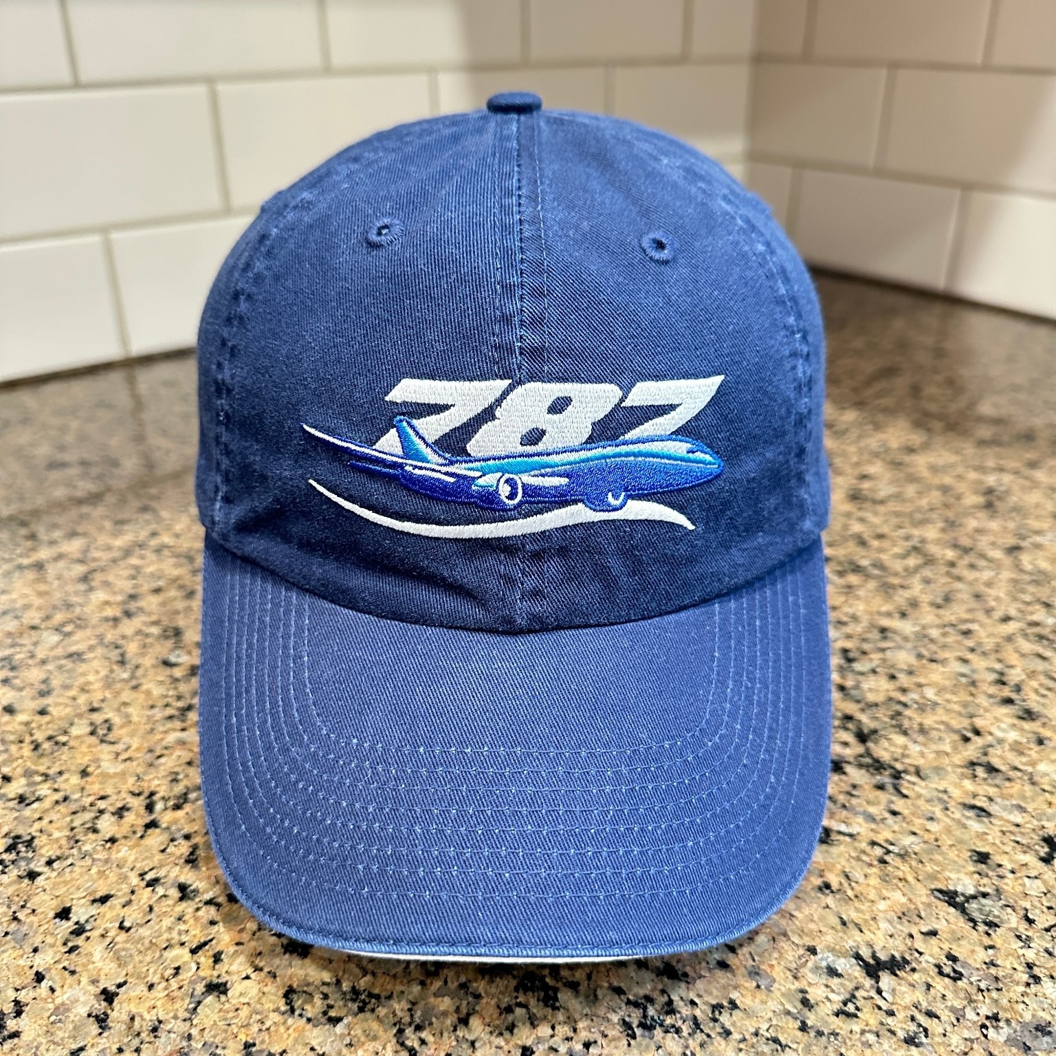 Boeing 787 Dreamliner Baseball Cap Men’s Adjustable Navy Blue Pilot Hat