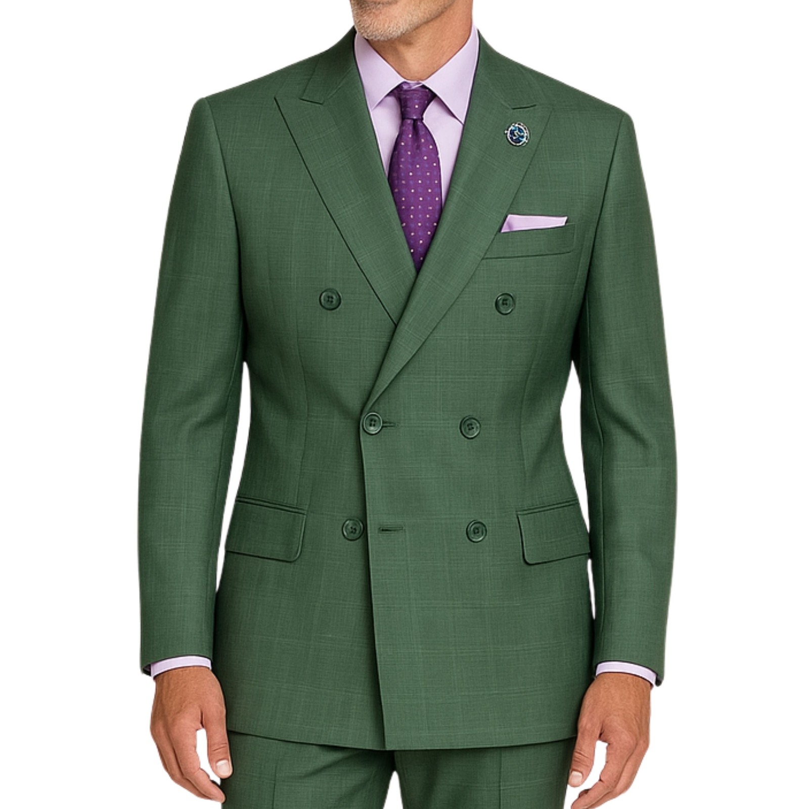 VINCI Men’s Forest Glen Plaid Double-Breasted Reg-Fit Suit w/ Adj Waist – NEW