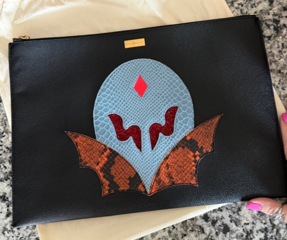Stella McCartney “Super Hero” Applique Zip Clutch