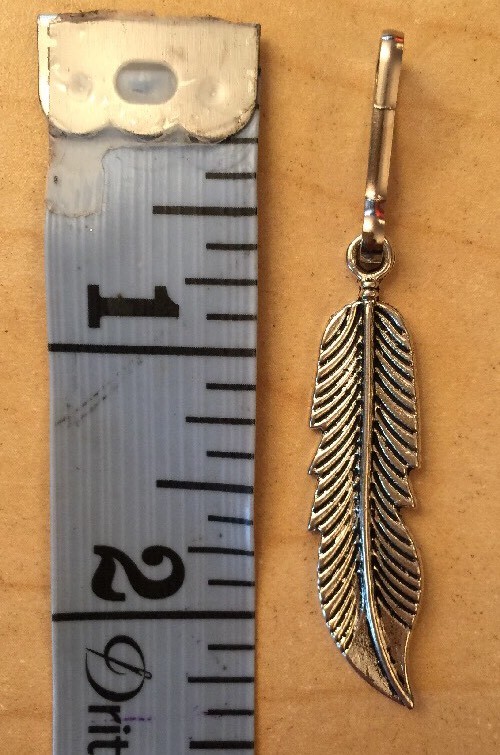 HANDMADE FEATHER ZIPPER PULLS PURSE CHARM KEY CHAIN FOB HANDBAG ACCESSORY