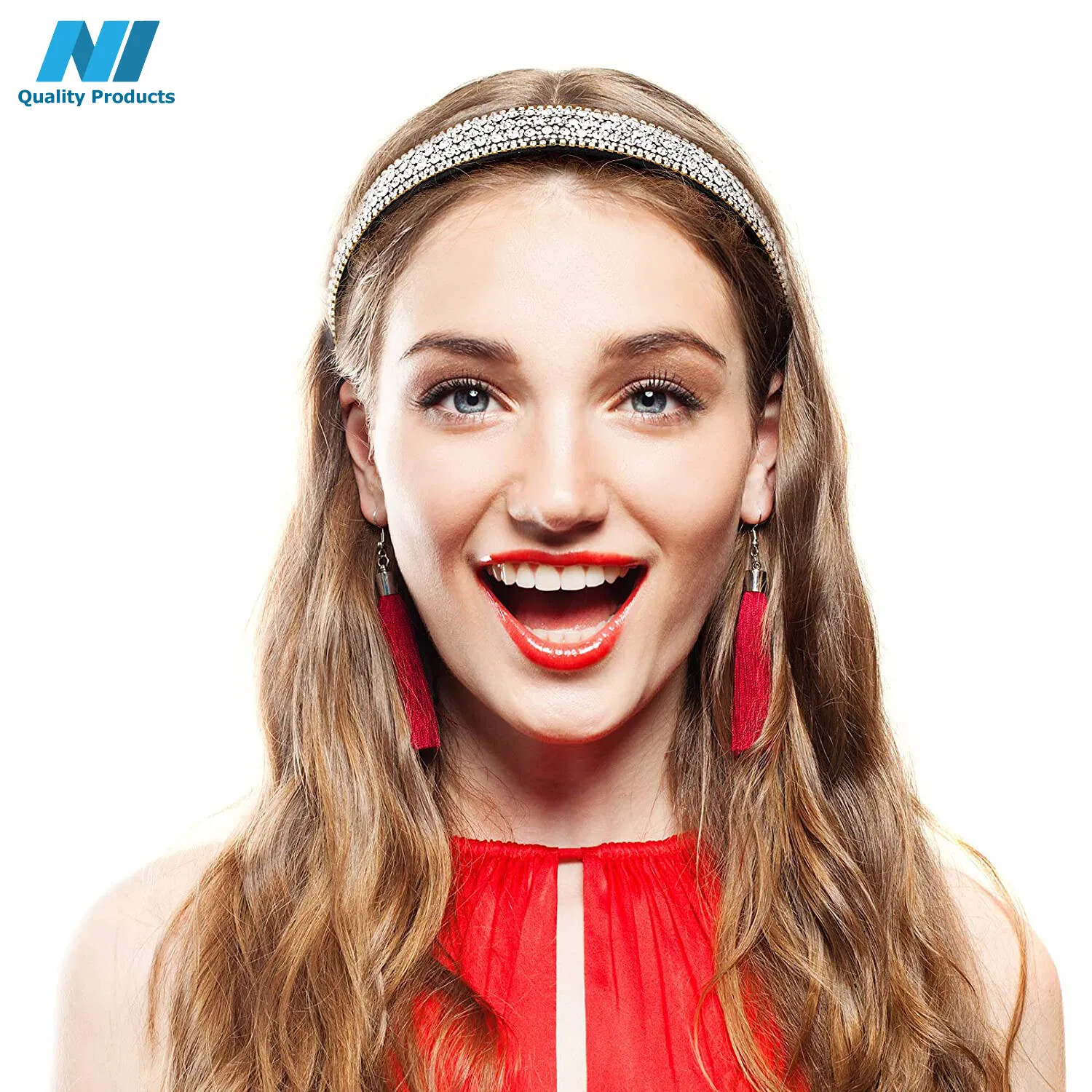 N1 Rhinestone Diamond Headband, Embellished Beaded, Jeweled Bling Fashion