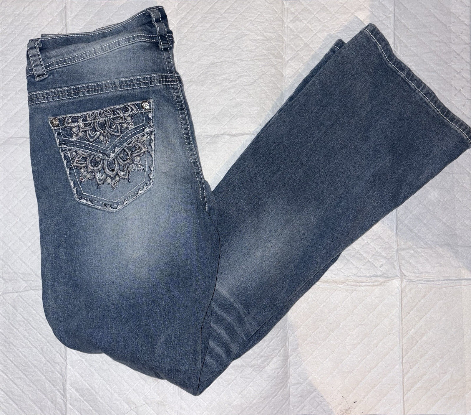 Copper Flash Women’s Mid-Rise Bootcut Jeans, Size 8, Curvy Boho Western Style