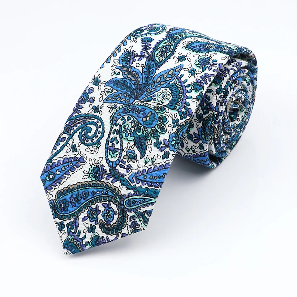 Cotton Floral Tie for Men and Women Skinny Necktie Wedding Casual Paisley Print