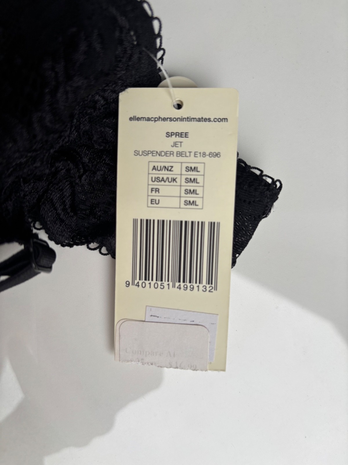 NWT Elle MacPherson Intimates Lace Suspenders Belt Black Size Small