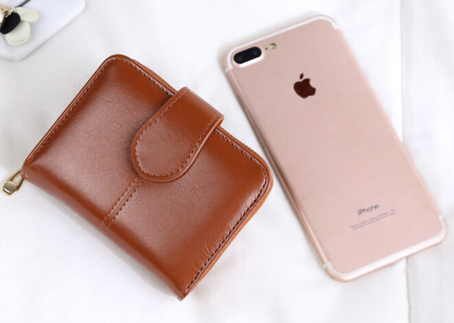 Small Wallet Womens Bifold Leather Mini Purse Short Credit Card Holder with Hasp