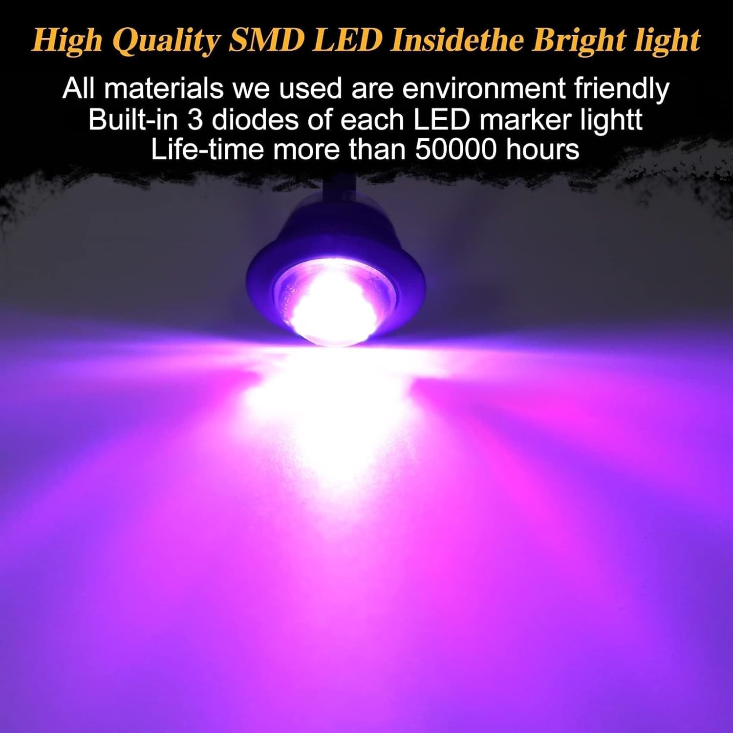 20pcs Purple 3/4″ 12V Round LED Side Marker Clearance Color: 20Purple(Smoked)