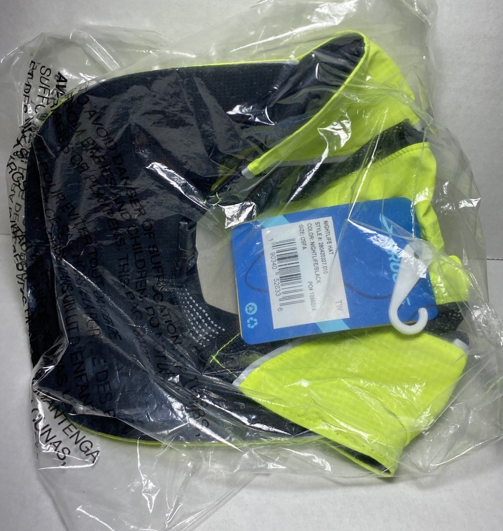 Brooks Nightlife Reflective Running Hat Green Nylon Safety Flashing Light Hi-Viz