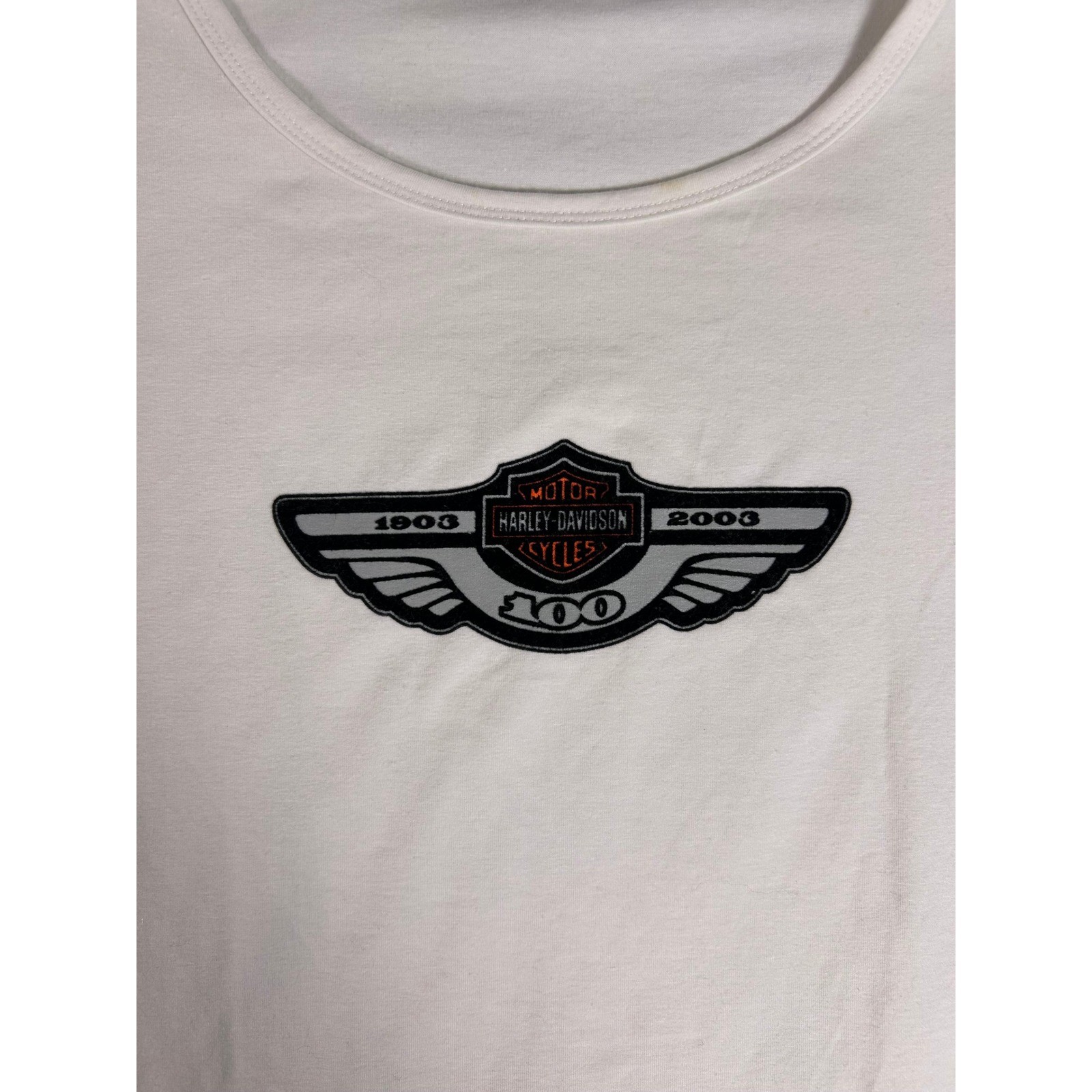 Harley Davidson White Long Sleeve T-Shirt 1903-2003 100th Anniversary Top L