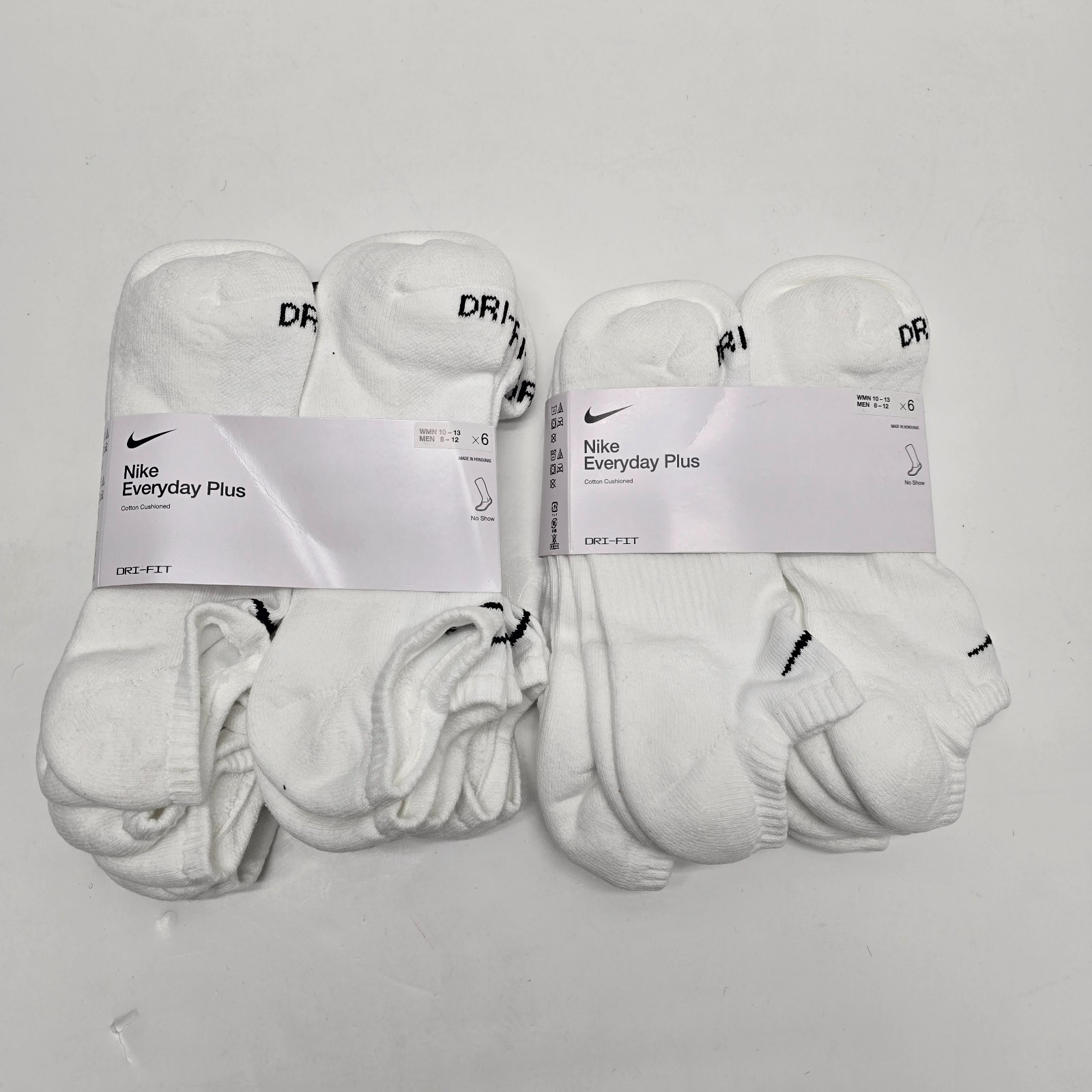 12 pairs NIKE Large Everyday WMN 10-13/MEN 8-12 Cotton Cushioned Crew SX6898-100