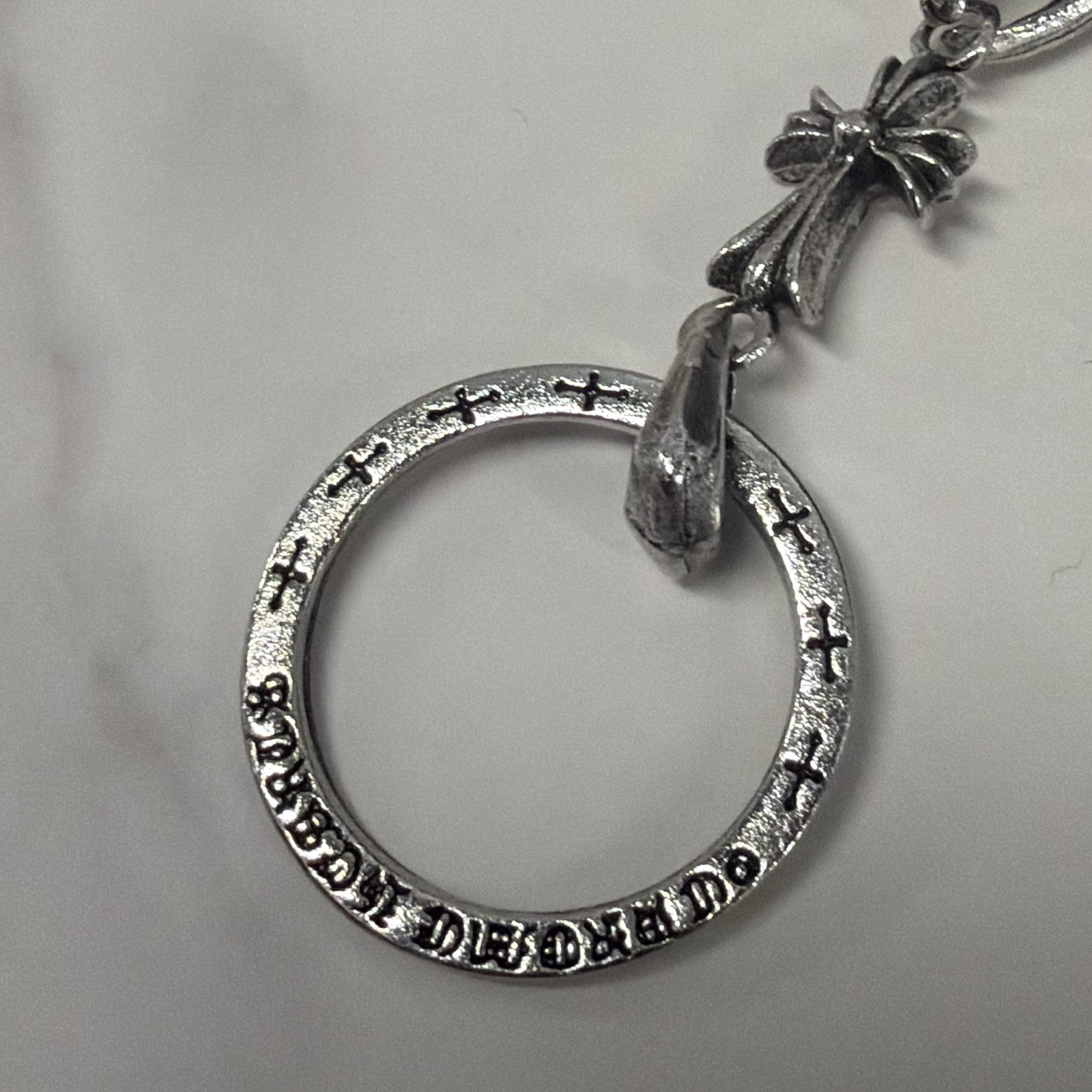 Chrome Hearts Keychain Sterling Silver Clamp On Keyring Chrome Accessory Cross