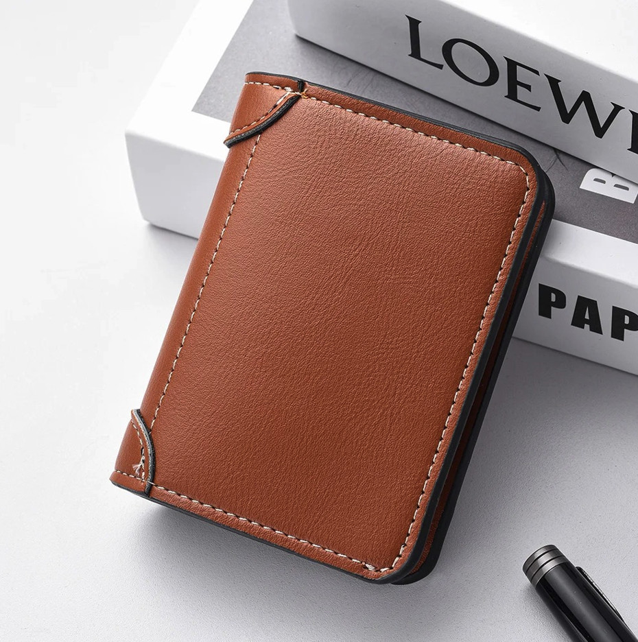 1pc Ultra-Thin Mini PU Leather Men’s Wallet Vertical Credit Card Holder – NEW