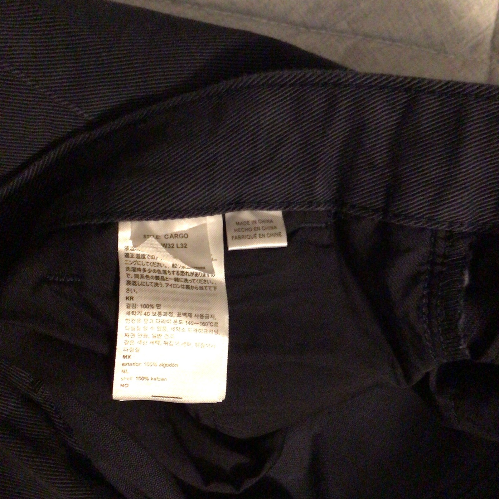 WeSC Men’s Navy Cotton Twill Cargo Pants Straight Leg Flat Front Pockets 32Wx32L