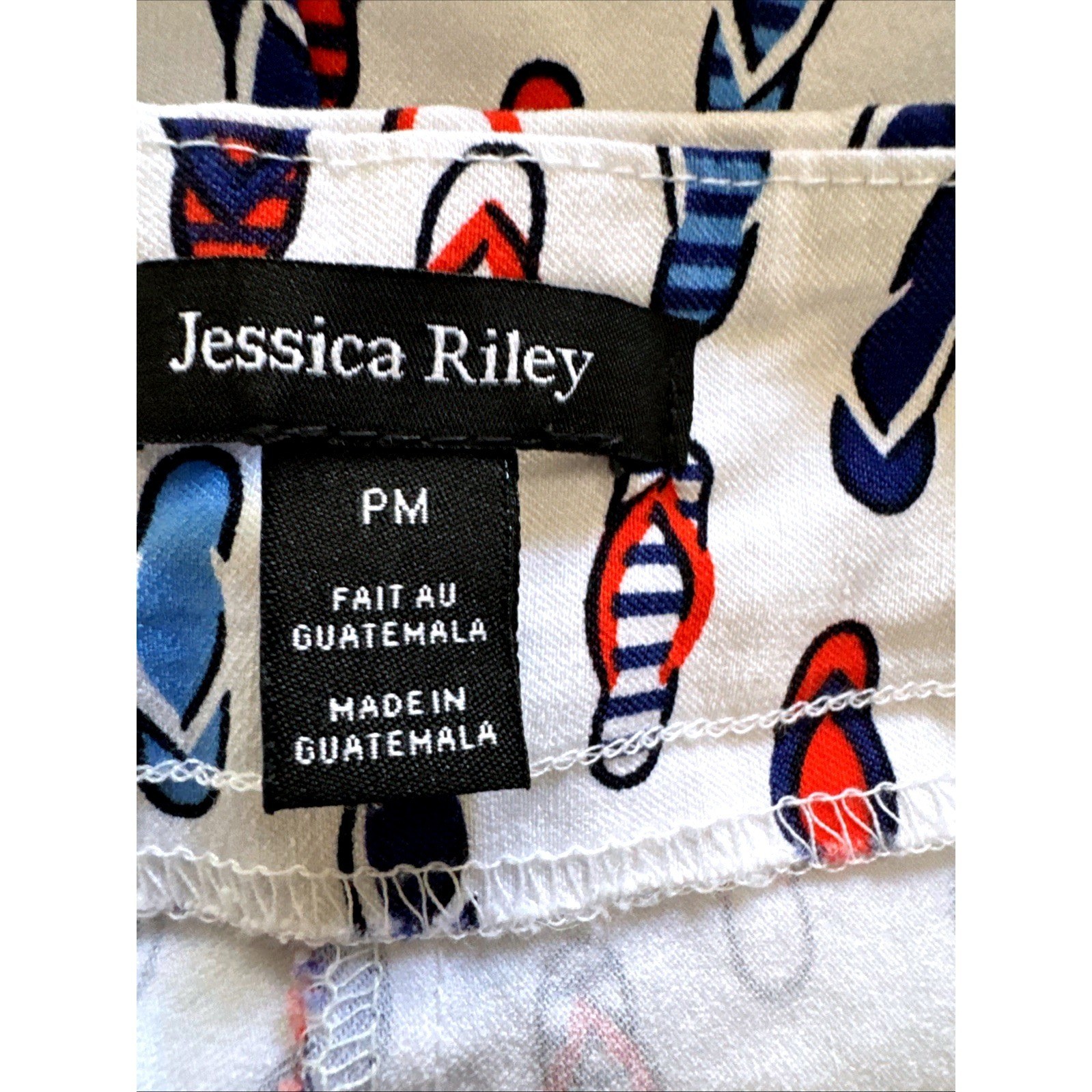 Jessica Riley Womens PM White Red Navy Flip Flop Crop Pull On Pants Tulip Hem