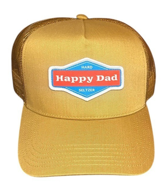 Happy Dad Hard Seltzer Trucker Mesh Snapback Hat Beige Tan Brown New NWT