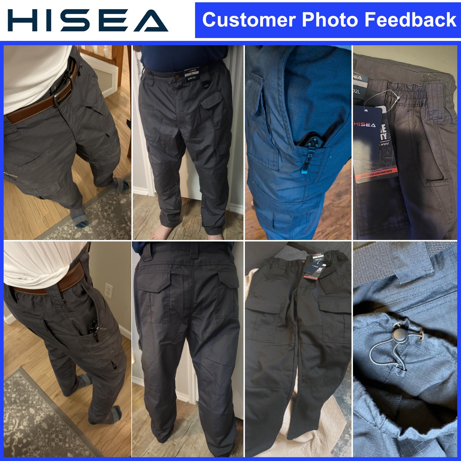 HISEA Men’s Ripstop Tactical Pants Water Resistant Work Cargo Pants 9 Pockets