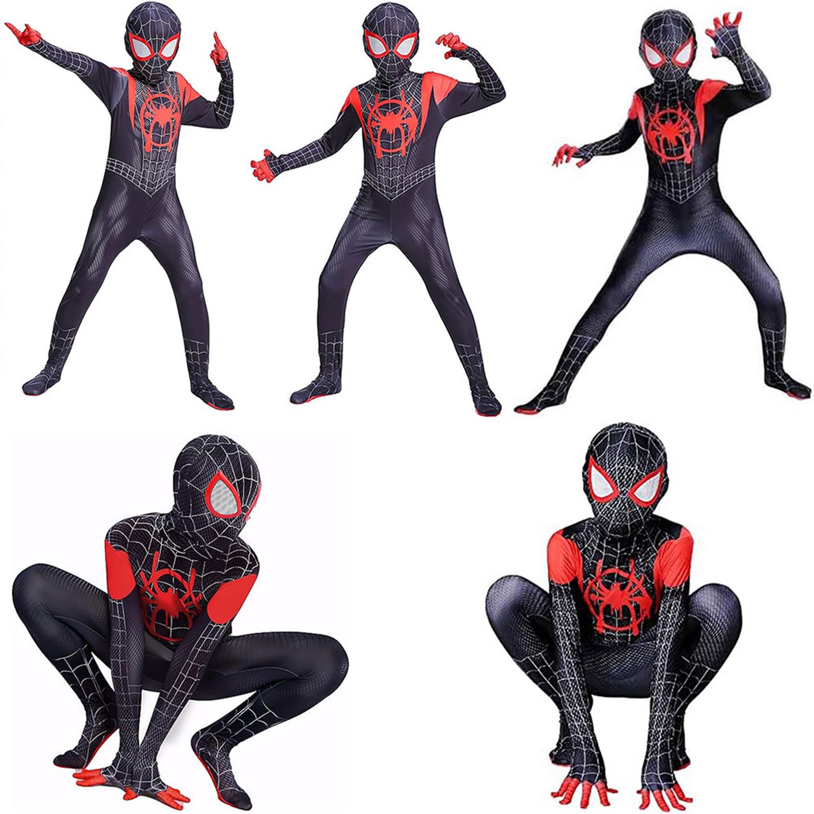 Kids SpiderMan Boy Miles Morales Tobey Maguire Outfits Jumpsuit Cosplay Costume