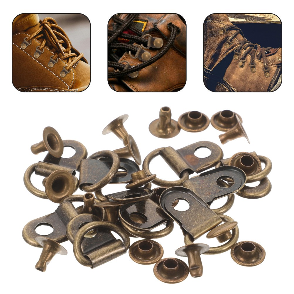 20 Pcs Rivet for Fashion Buckles Shoes Boot Lace Hook Repair Kit