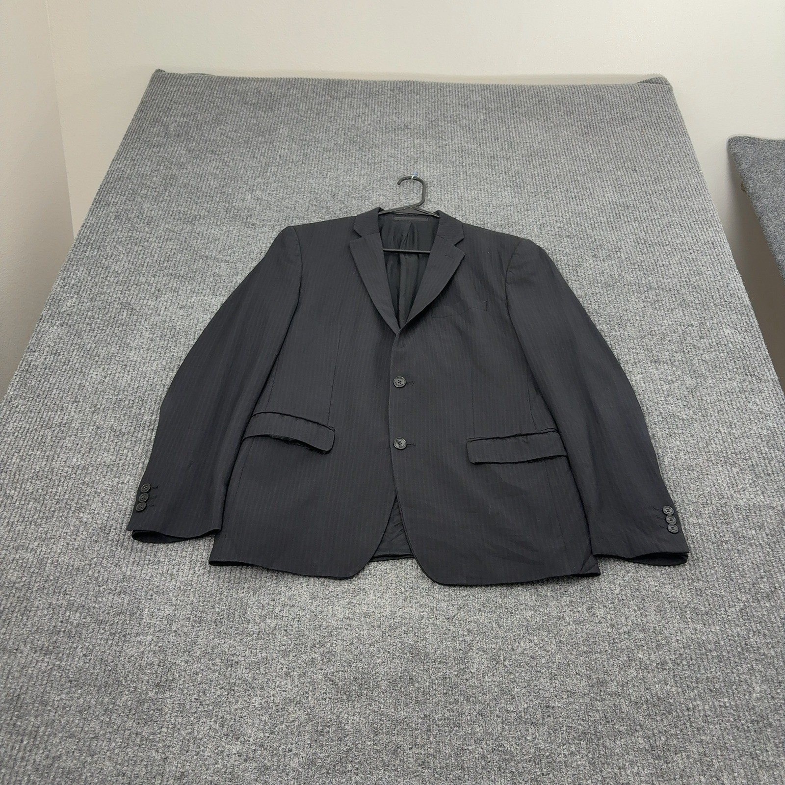 Versace Collection Blazer Mens IT 48 Black Striped Double Vent Luxury Luxury