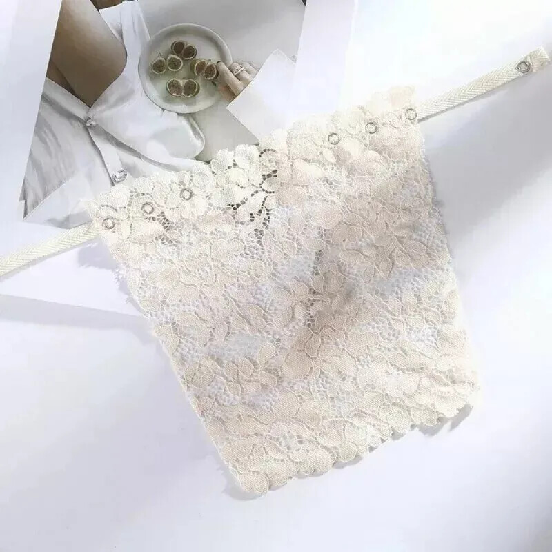 1/3x Lady Lace Clip-on Mock Camisole Bra Insert Overlay Modesty Panel Vest